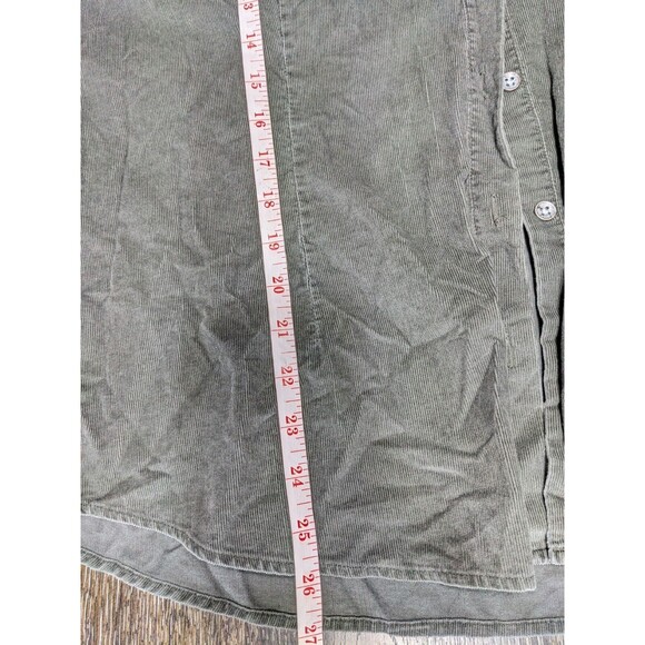 J.Jill Green Corduroy Metal Button Up Shirt Size XL Pocket Collar N64 - Picture 7 of 9
